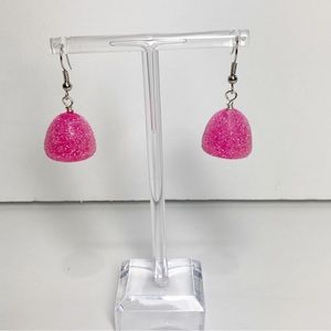 Pink Gumdrop Earrings Faux Sugar Coating Silver NEW